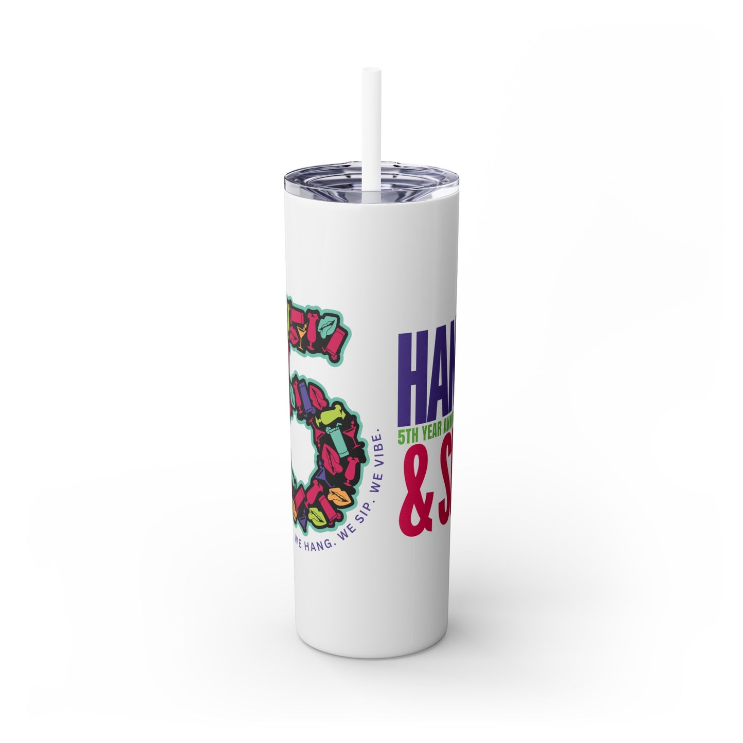 HNS 5th Year Anniversary Skinny Tumbler with Straw, 20oz